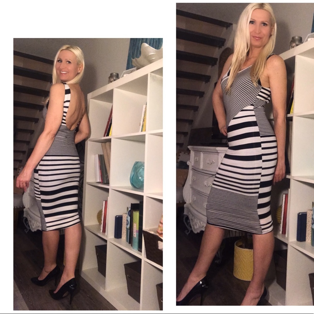 Striped Body Contouring Midi Dress 🤩 - Picture 2 of 5